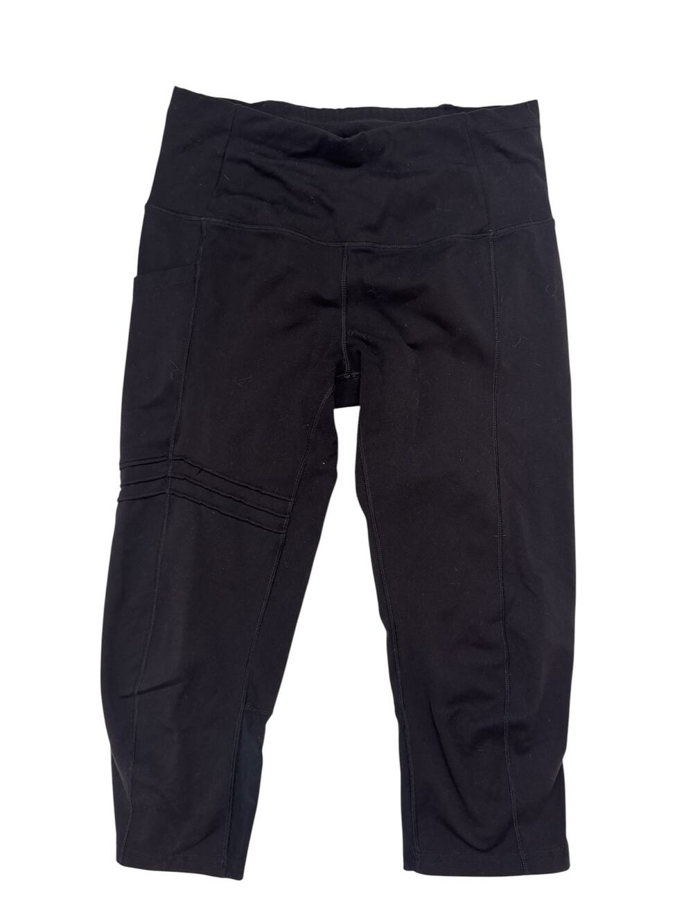 OISELLE Crop Pocket Knickers in Black Size 8 Womens Leggings Run Gym Drawcord